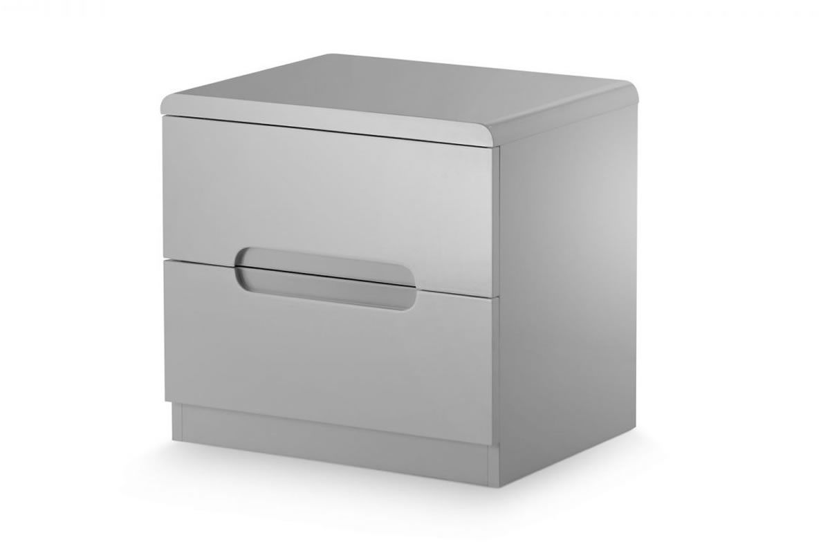 View Wooden High Gloss 2 Drawer Bedside Chest Sturdy Design Available in 2 Colour Finishes Manhattan information