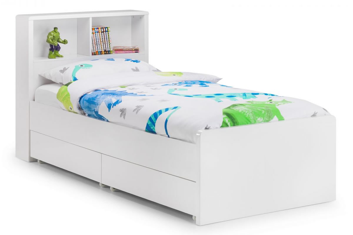 King single bed with store bookcase headboard