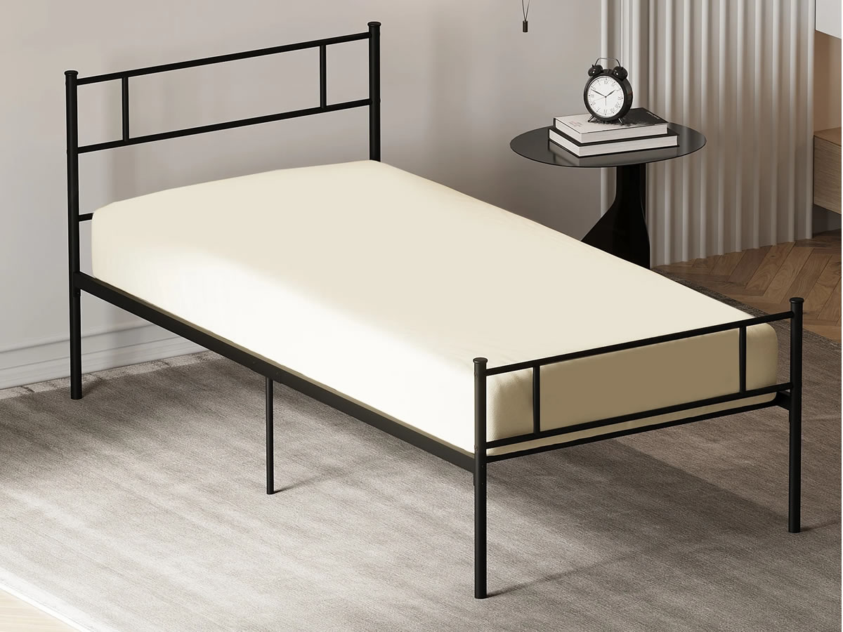 View Matte Black 30 Single Sturdy Metal Bed Frame Durable Steel For Long Term Use Built In Slats Minimal Design information