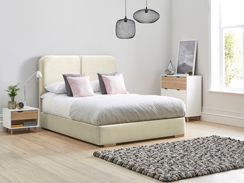 Daisy Fabric Bed Frame Low Foot End - Double 4'6'' (135cm) Oatmeal 