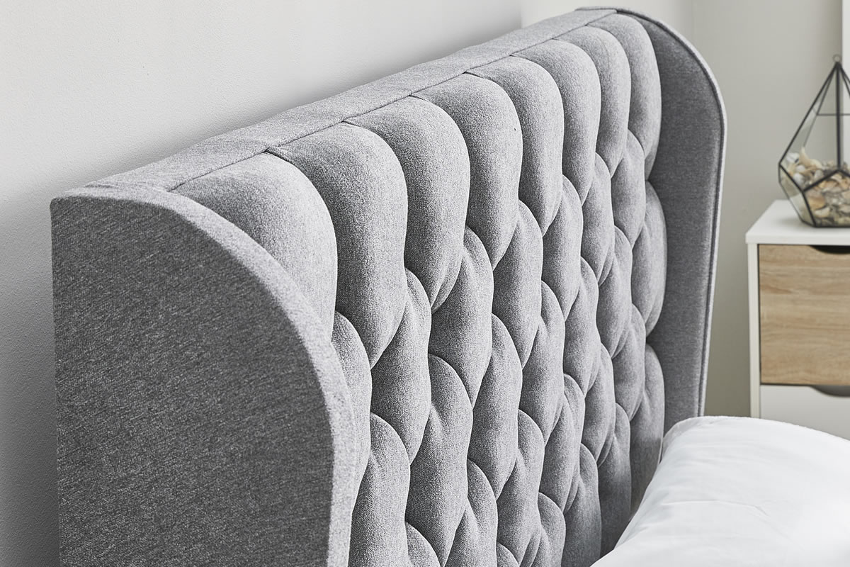 Fabric upholstered store headboard