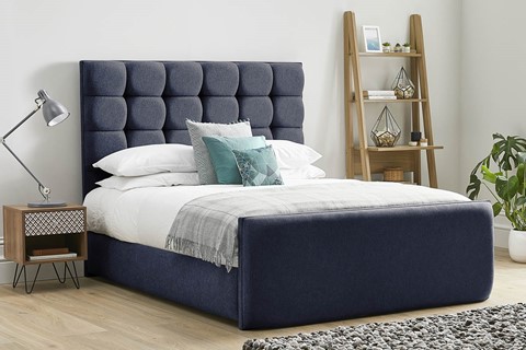 Honesty High Footend Fabric Bed Frame - Double 4'6'' (135cm) Sapphire