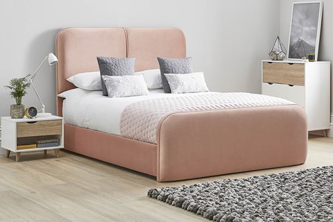 Daisy Fabric Bed Frame High Foot End - King 5'0'' (150cm) Pink 