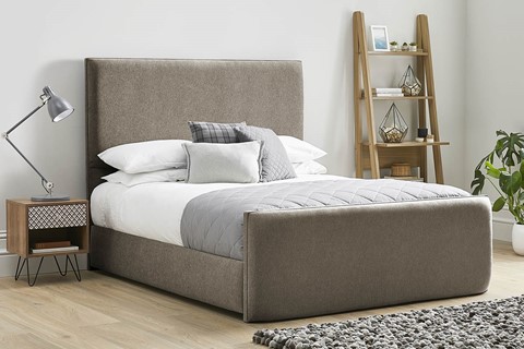 Kornelia Fabric High Footend Bed Frame - King 5'0'' (150cm) Mocha 