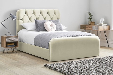 Lilly Fabric Bed Frame - King 5'0'' (150cm) Oatmeal 