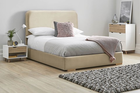 Primrose Fabric Low Footend Bed Frame - King 5'0'' (150cm) Latte 