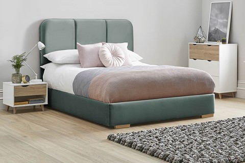 Zinnia Fabric Low Footend Bed Frame - Double 4'6'' (135cm) Duckegg 