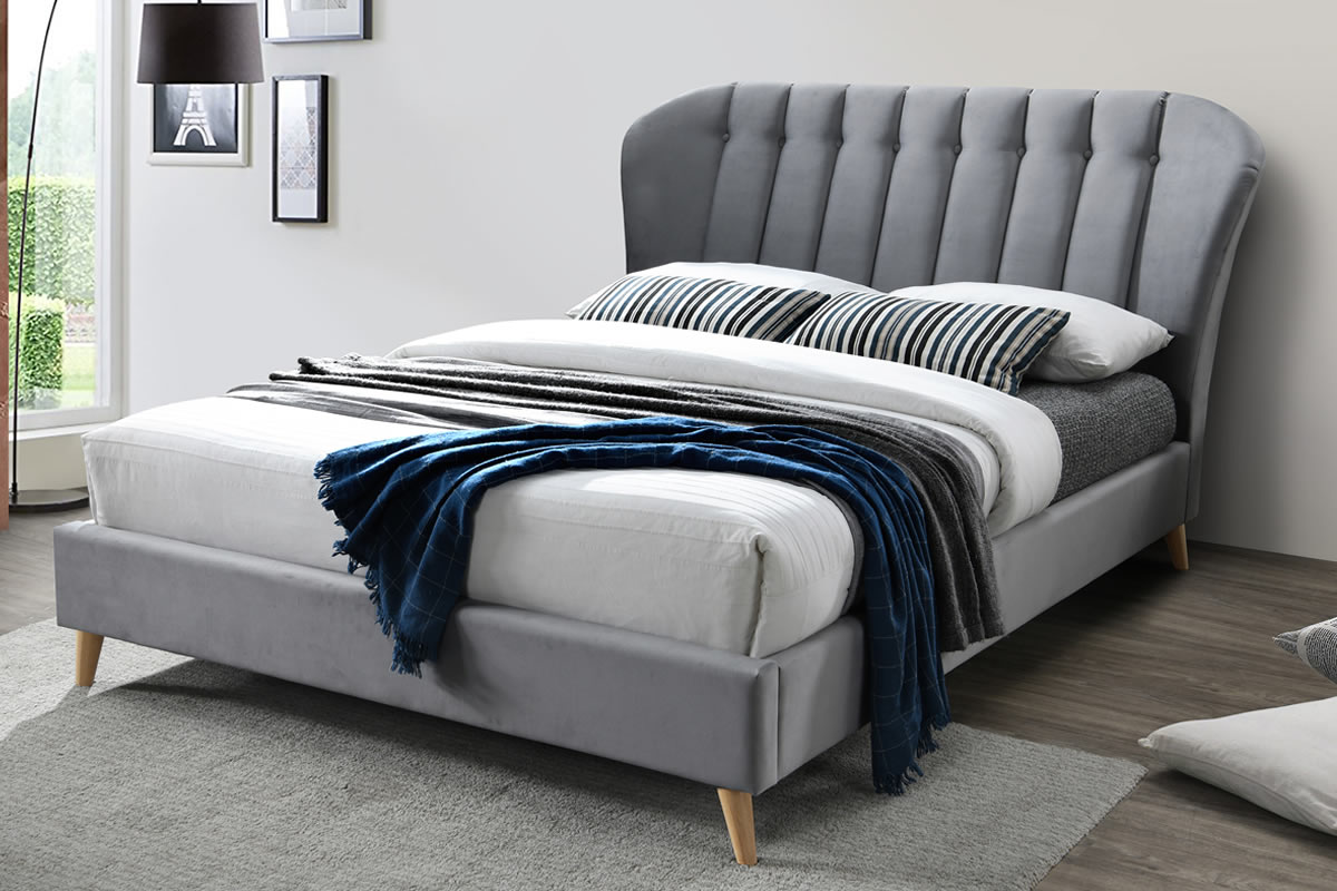 View Grey Kingsize Fabric Bed Frame Elm information