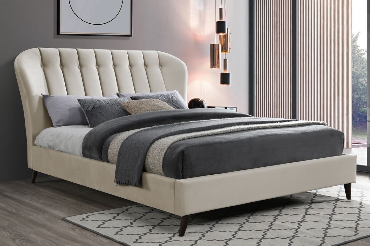 View Cream Kingsize Fabric Bed Frame Elm information