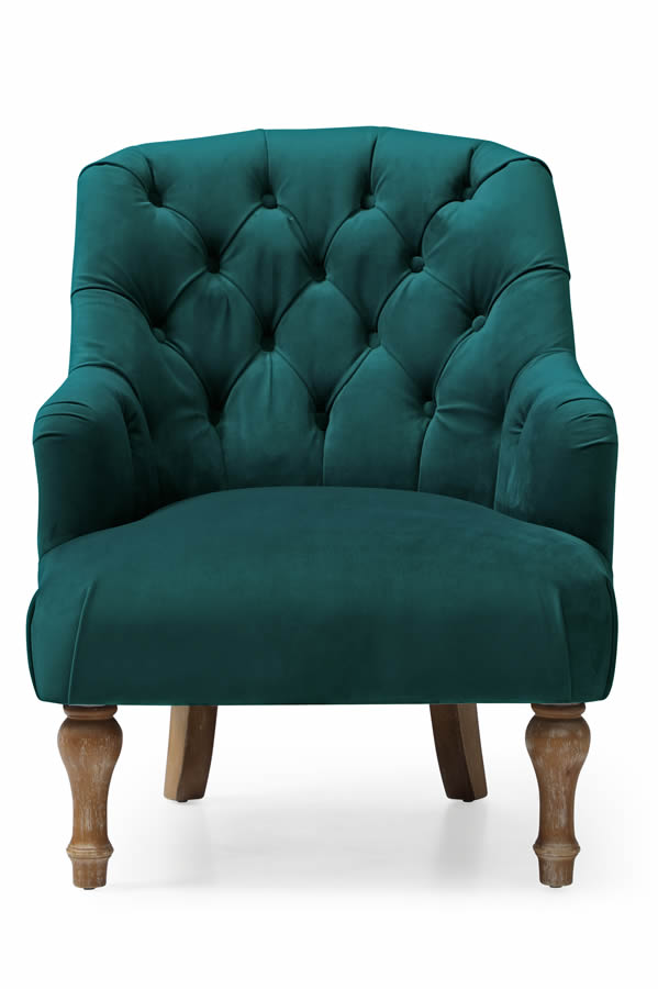 Bianca Velvet Accent Armchair - Buttoned Back - Padded Seat