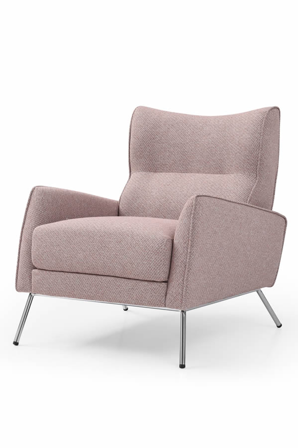 View Chloe Accent Chair In Heather Fabric Modern Chrome Leg information