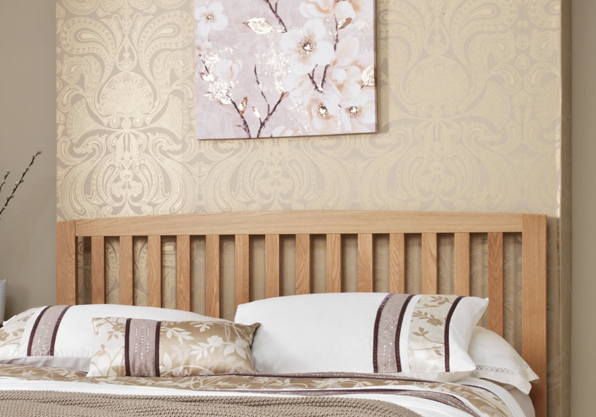 Solid Oak Bedframe Slatted Headboard Design 5 Sizes Thornton