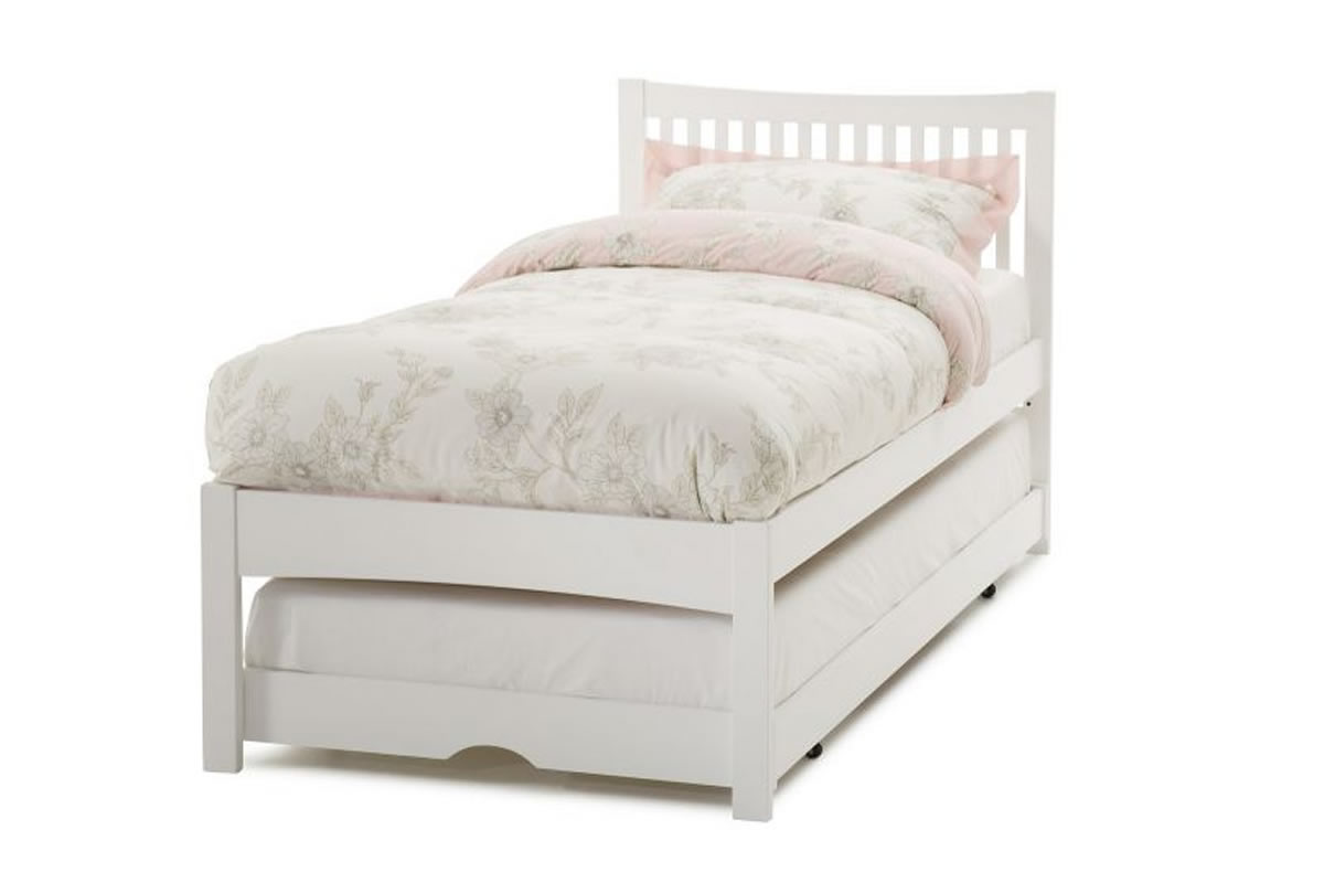 View Simple Modern Guest Bed 30 Single Opal White Wooden Trundle Guest Bed Shaker Style Design Low Footboard Single Underbed information