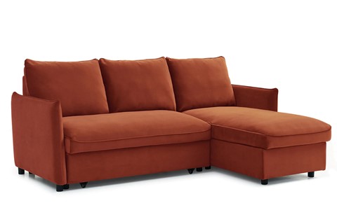 Blaire Burnt Orange Velvet Corner Sofa Bed