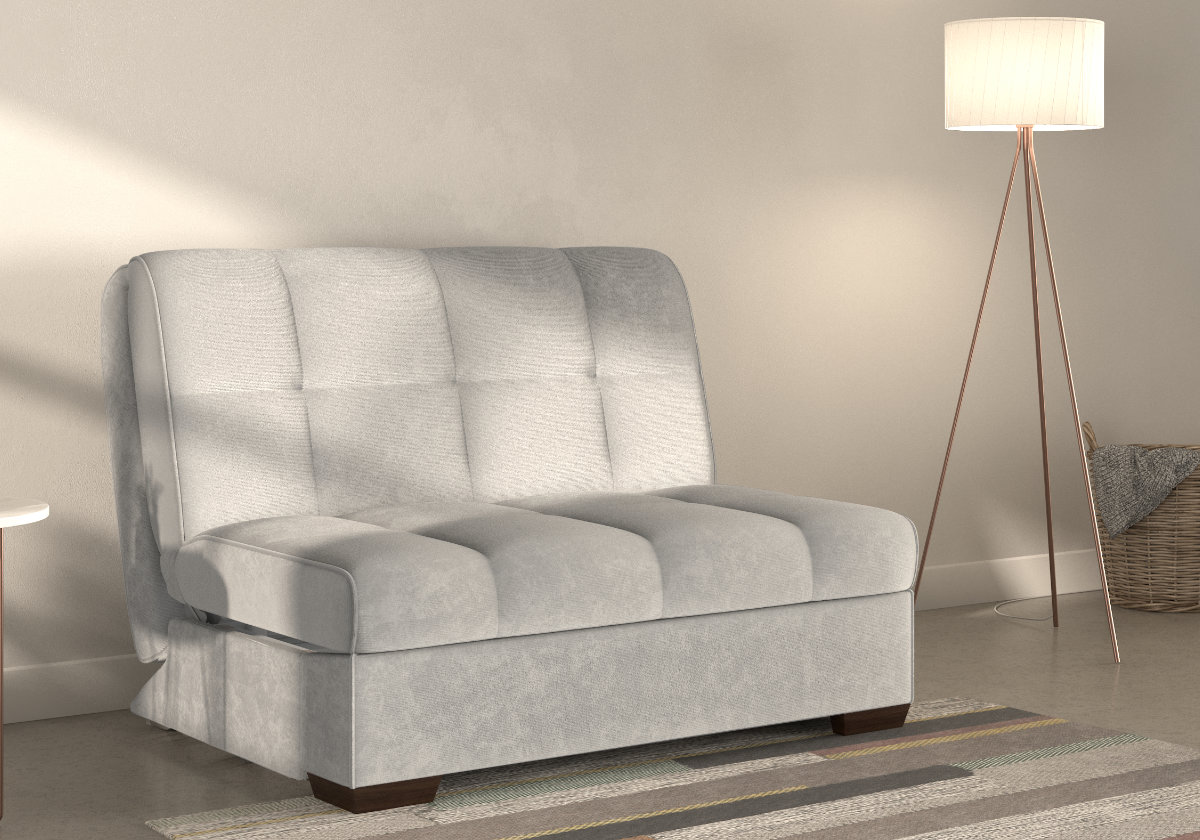 View Harper Fabric Sofa Bed Available In 3 Sizes With Light Or Dark Wooden Feet Easily Converts Into Bed Settee Piero Spring Mattress information