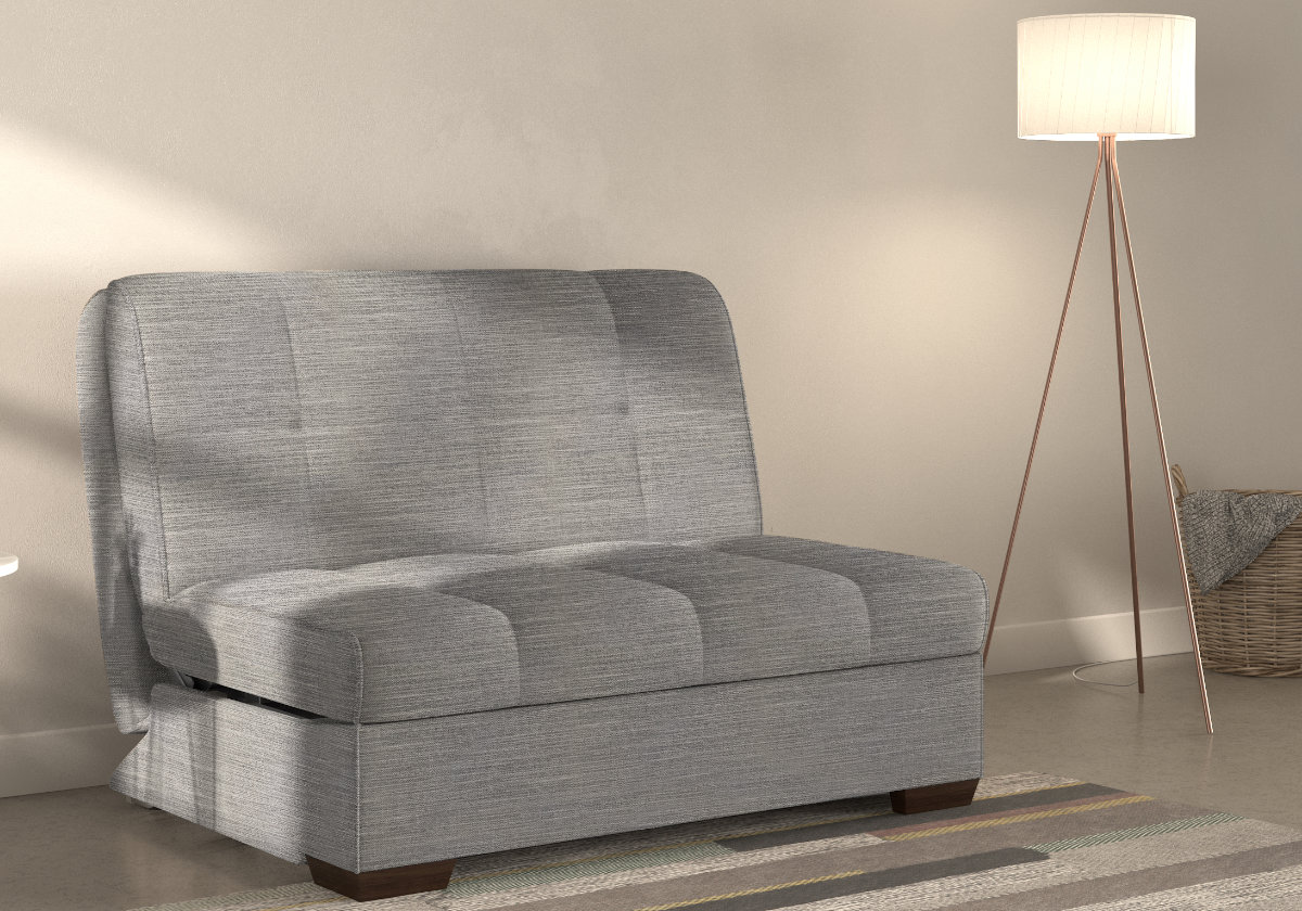 View Harper Dalton Grey Fabric Small Double Fabric Sofa Bed With Light Wooden Feet Easily Converts Into Bed Settee Piero Spring Mattress information