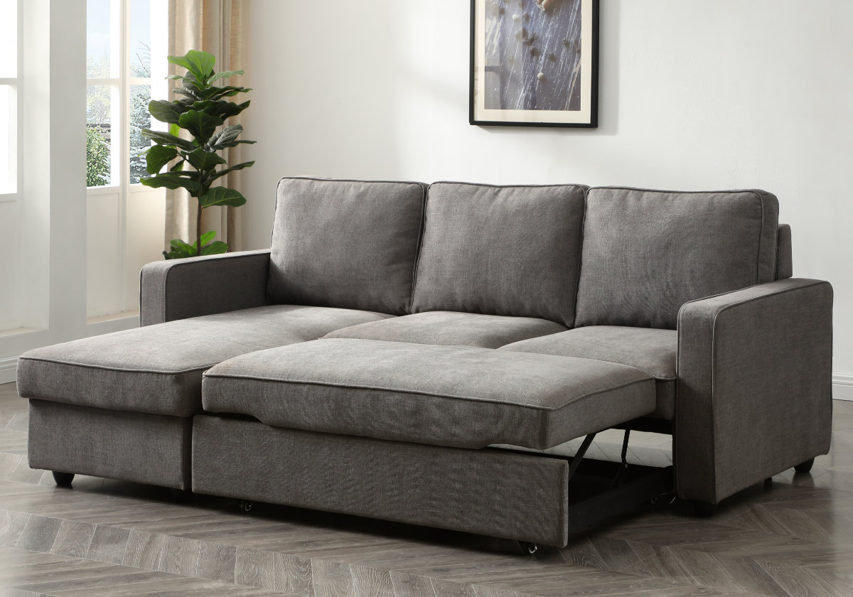 Grey pull online out sofa