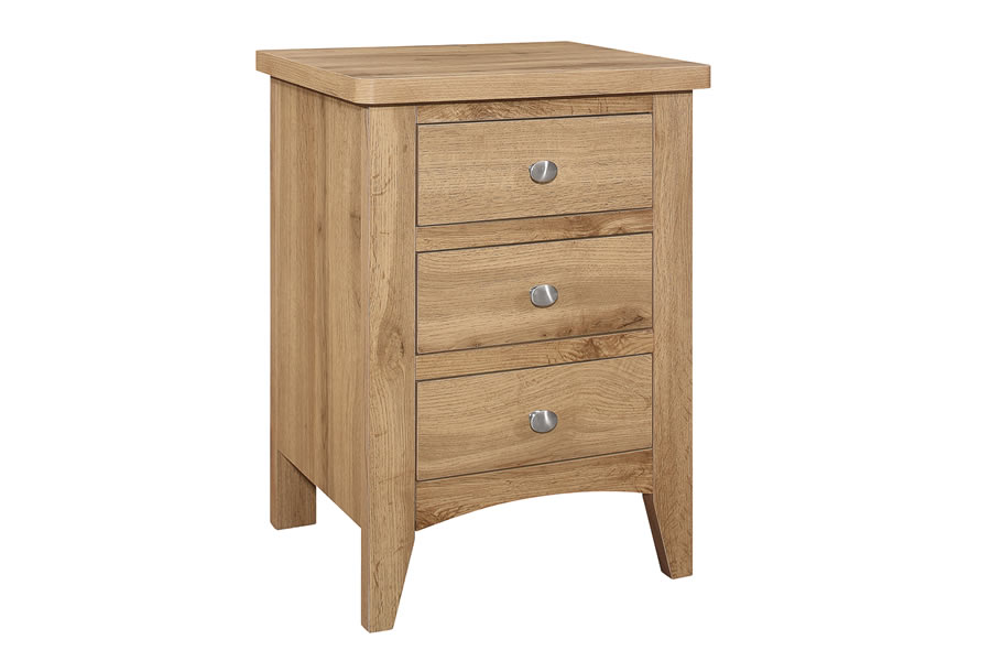 View Light Oak Finish 3 Drawer Bedroom Bedside Chest Of Drawers Shaker Style Three Easy Glide Drawers Chrome Pull Knob Hampstead information