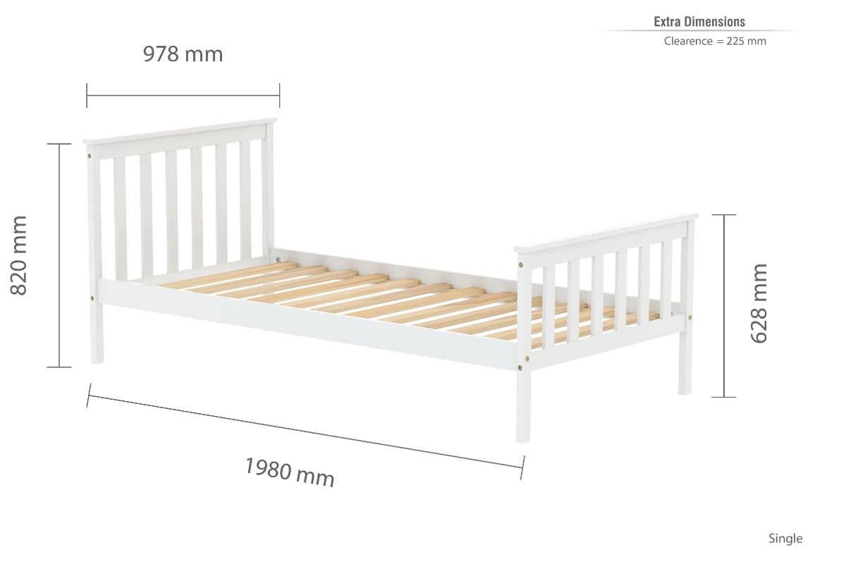 Standard size of on sale single bed frame