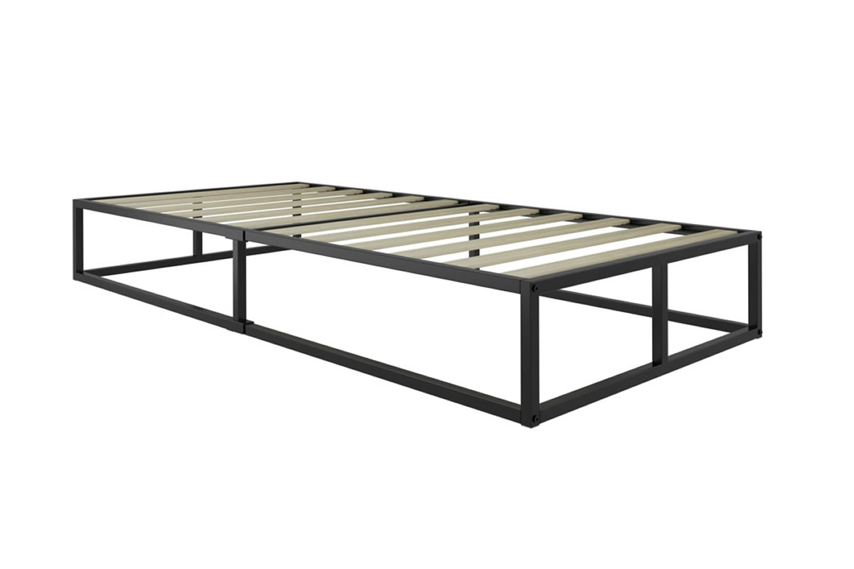 View 30 Single Black Robust Metal Frame Platform Storage Bed Base Solid Wood Slatted Bed Base Top Complete Under Bed Storage ReInforced Soho information