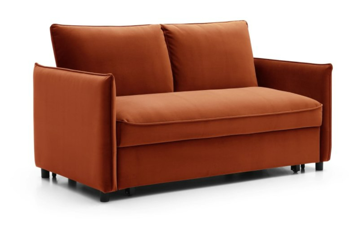 View Blaire Burnt Orange Velvet Fabric 2 Seater Sofa Bed information