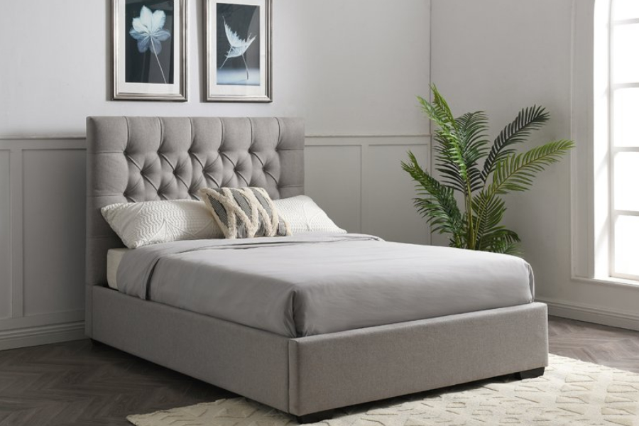 Side Opening Fabric Ottoman Bed Frame - Hydraulic Arm Lift - Elise