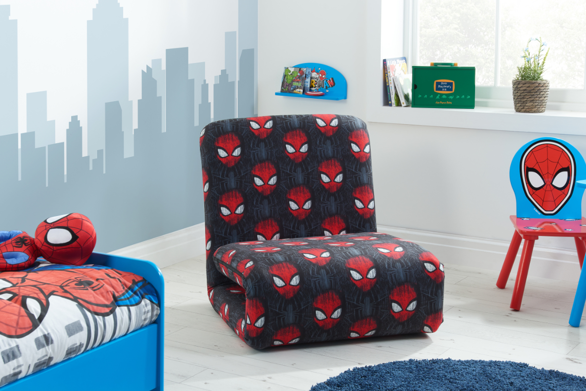 View Marvel SpiderMan Compact Childrens Fold Out Chair Bed Converts Easily Fron Chair To Single Bed Zipped Removable Cover information