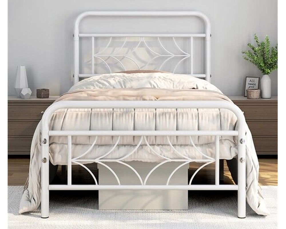 View 30 Single White Metal Bed Frame Star Inspired Design Franklin information