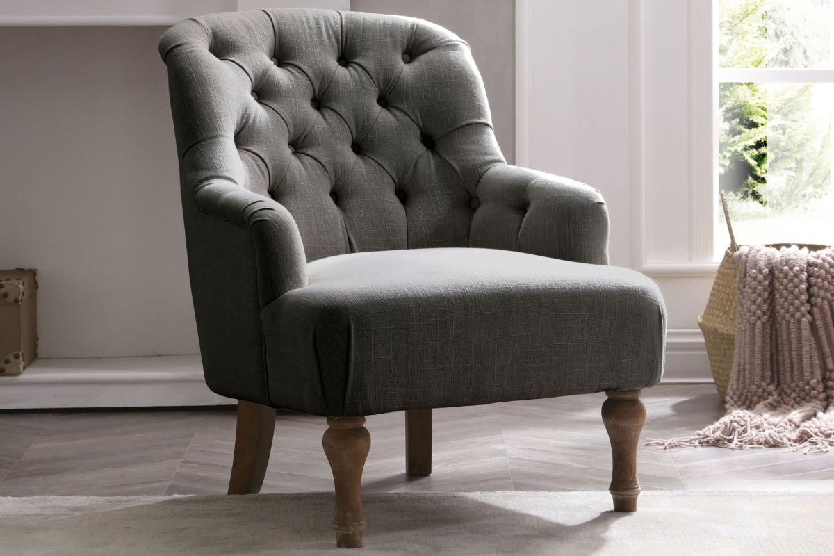 Grey linen deals accent chair