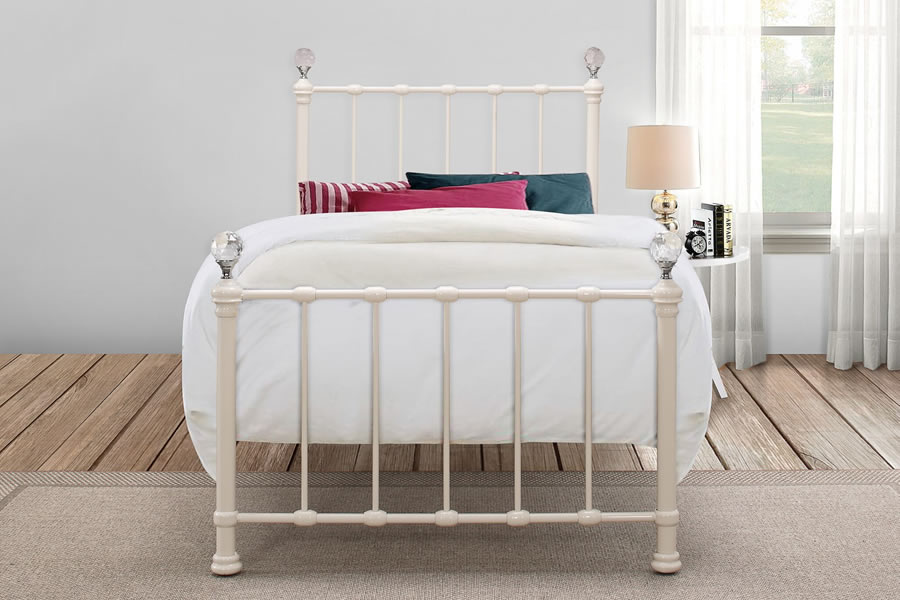 View Jessica Metal Single 30 Bed Frame Girls Bed Frame Crystal Finials information