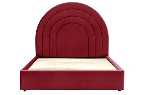 5'0'' King Size Red Velvet Fabric Arch Bed Frame