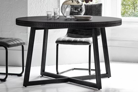 Boho Black Round Dining Table