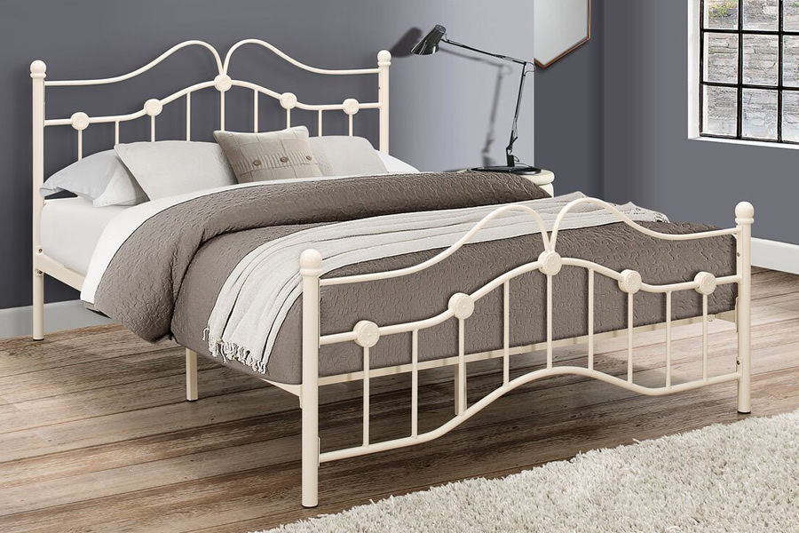 View Double 46 French Styled Cream Metal Bed Frame Canterbury information