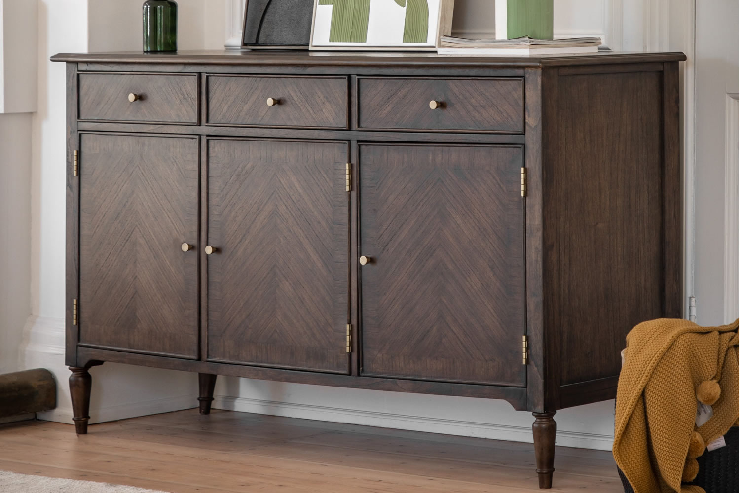 View Madison 3 Door 3 Drawer Sideboard Crafted From Mindi Mindi Veneer MDF 3 EasyGlide Storage Drawers 3 Large Cupboards With Adjustable Shelves information