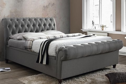 Castello Fabric Side Ottoman - 4'6'' Double Grey 
