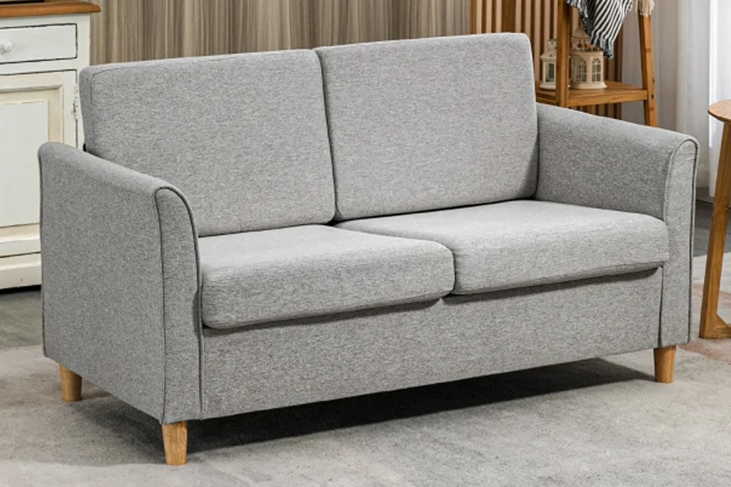 View Del Rio Light Grey 2Seater Fabric Sofa Sturdy Wooden Frame LinenEffect Polyester Fabric Plush Seat Back Cushions Removable Cushion Covers information