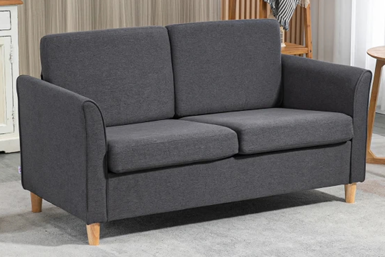 View Del Rio Dark Grey 2Seater Fabric Sofa Sturdy Wooden Frame LinenEffect Polyester Fabric Plush Seat Back Cushions Removable Cushion Covers information