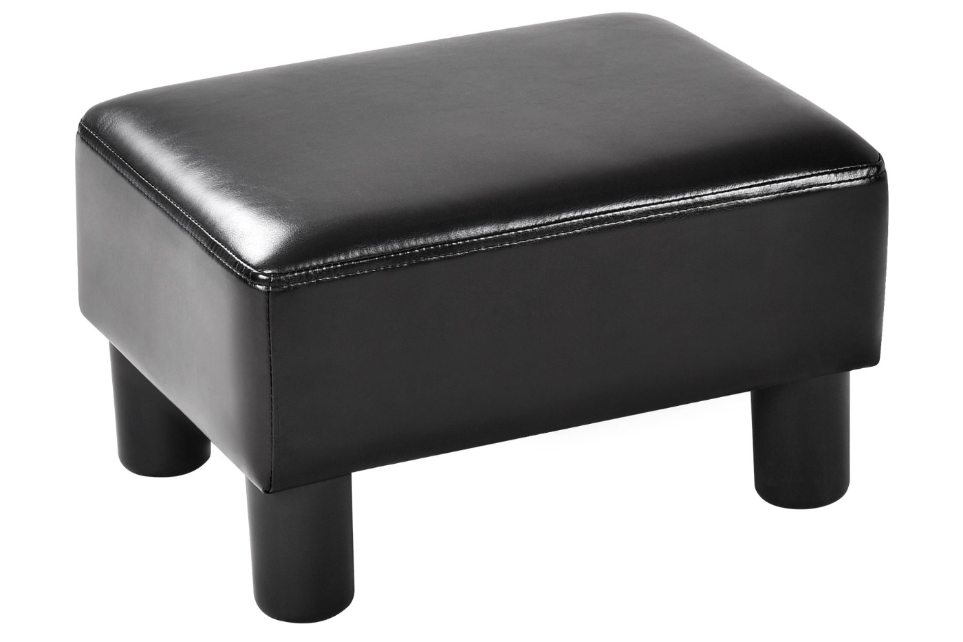 View Black Belle Footstool Durable Wooden Frame Waterproof PU Cover HighDensity Foam Plastic Legs Compact Lightweight 120kg Weight Capacity information