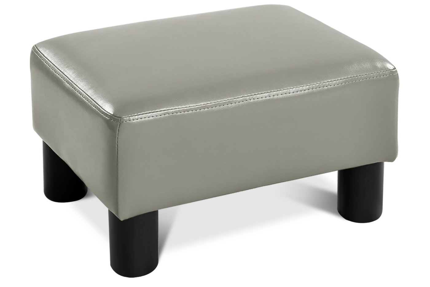 View Grey Belle Footstool Durable Wooden Frame Waterproof PU Cover HighDensity Foam Plastic Legs Compact Lightweight 120kg Weight Capacity information