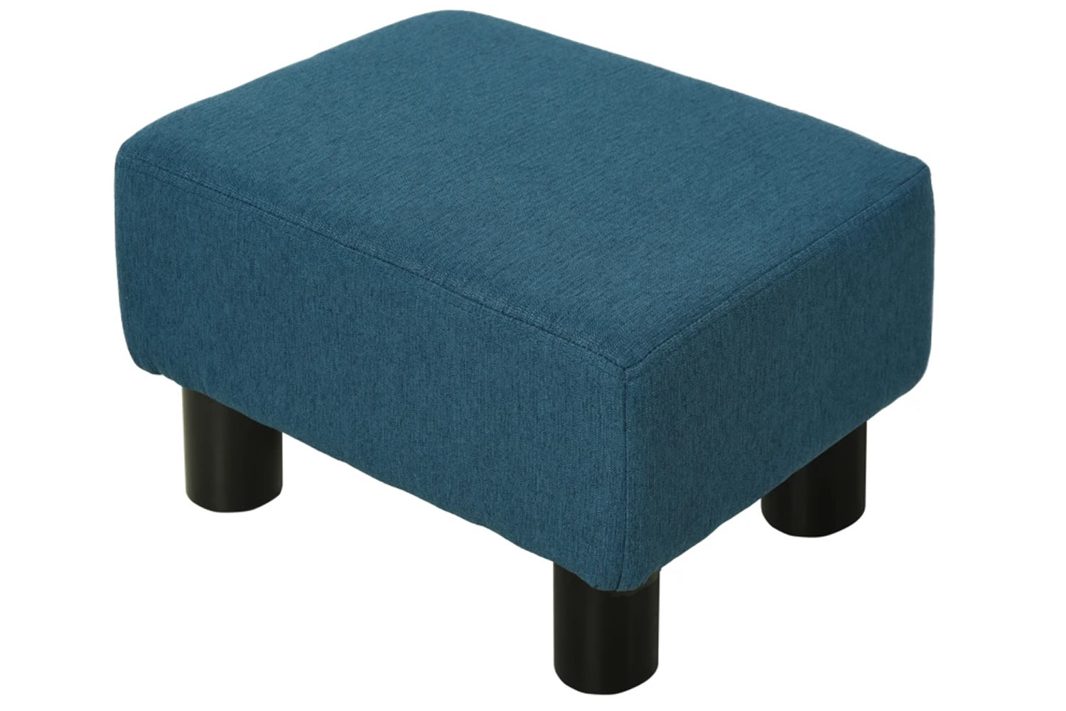 View Largo Blue Fabric Footstool Sturdy Plywood Frame Thick Foam Padding For Comfort Round Black Plastic Legs 100kg Weight Capacity information