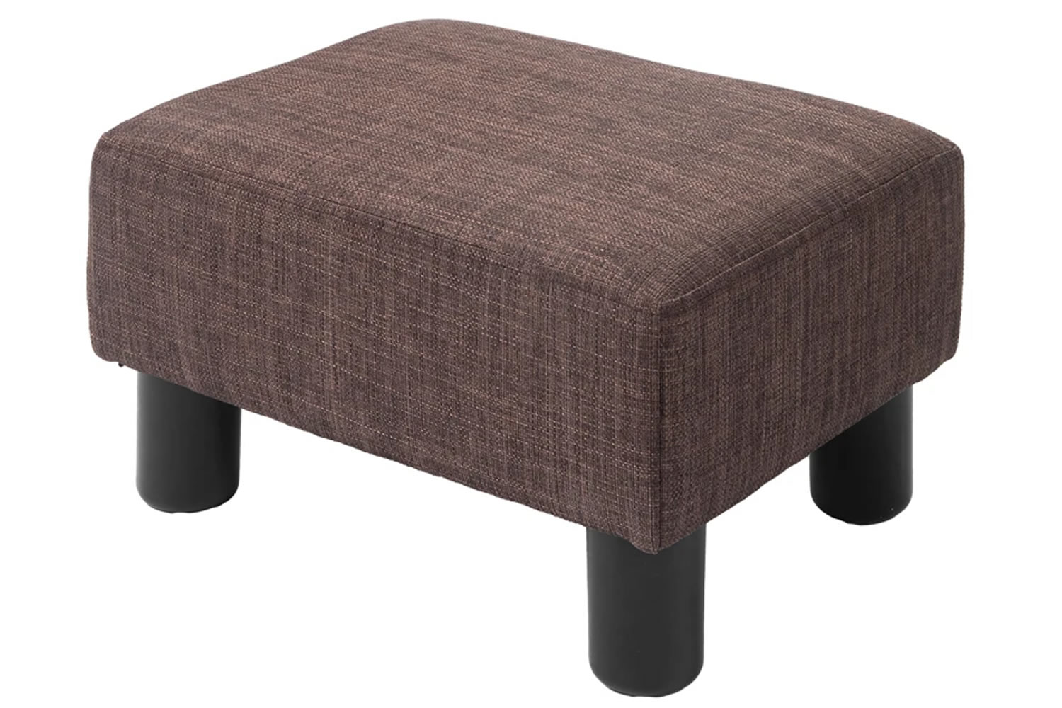 View Largo Brown Fabric Footstool Sturdy Plywood Frame Thick Foam Padding For Comfort Round Black Plastic Legs 100kg Weight Capacity information