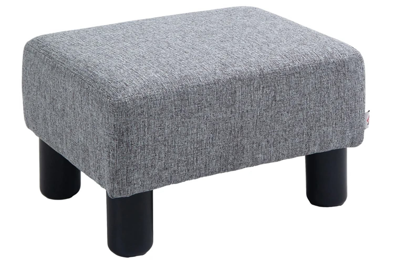 View Largo Grey Fabric Footstool Sturdy Plywood Frame Thick Foam Padding For Comfort Round Black Plastic Legs 100kg Weight Capacity information