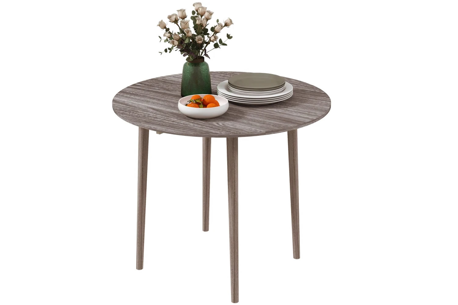 View Loveland Grey 24 Seater Round Wooden Dining Table SpaceSaving Folding Drop Leaf Design 80kg Rating Tapered Pine Wood Legs NonSlip Feet information