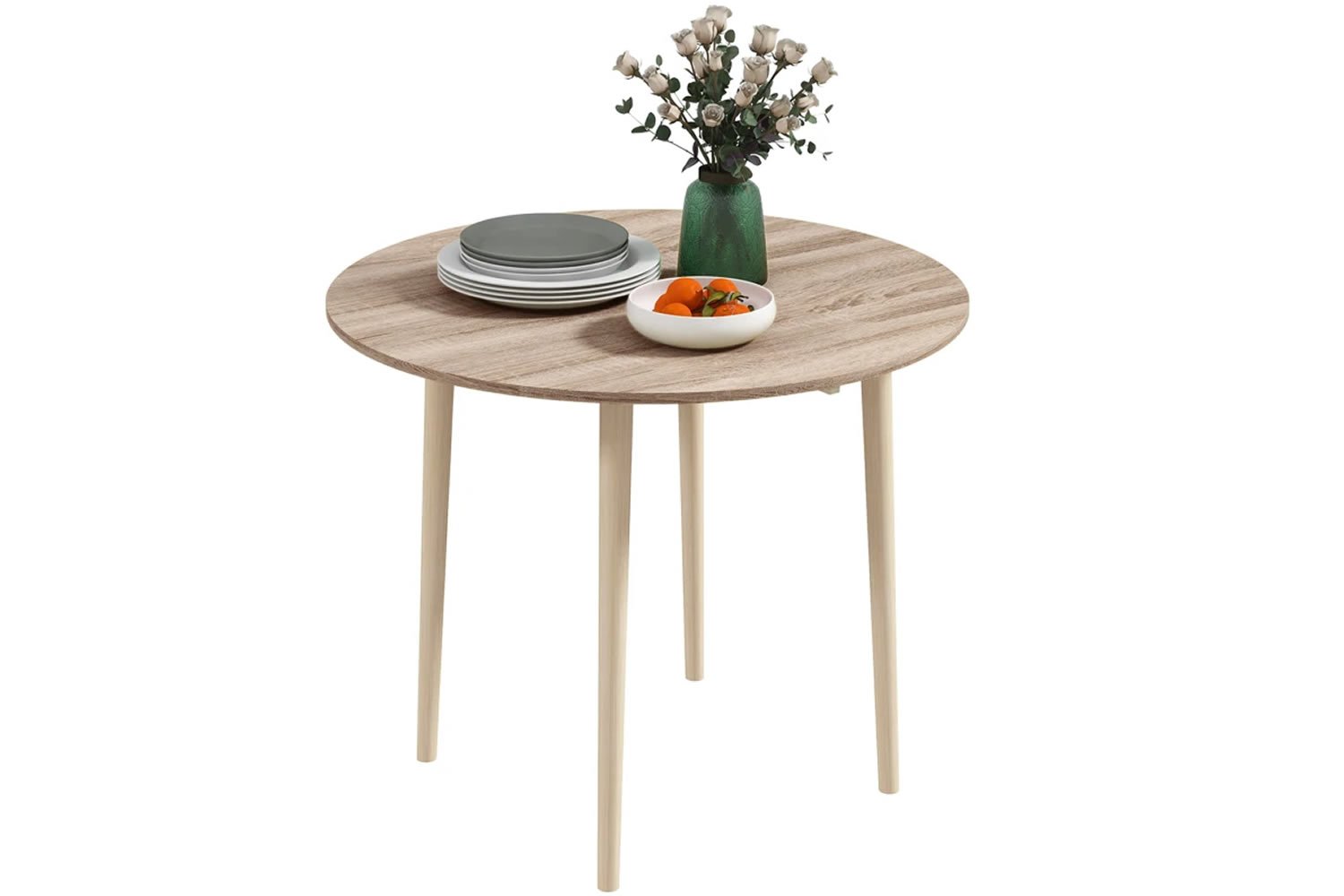 View Loveland Natural 24 Seater Round Wooden Dining Table SpaceSaving Folding Drop Leaf Design 80kg Rating Tapered Pine Wood Legs NonSlip Feet information