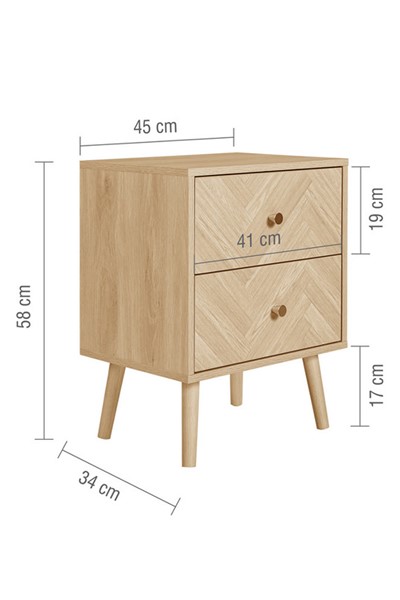 Herringford 2 Drawer Bedside