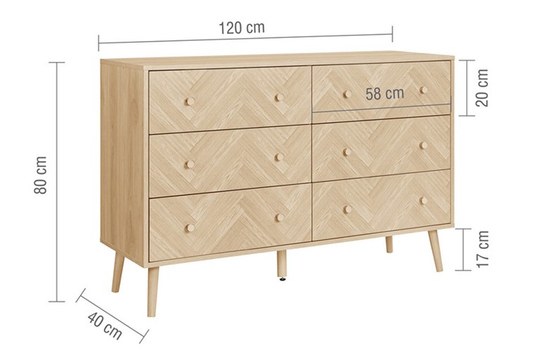 Herringford 6 Drawer Wide Chest