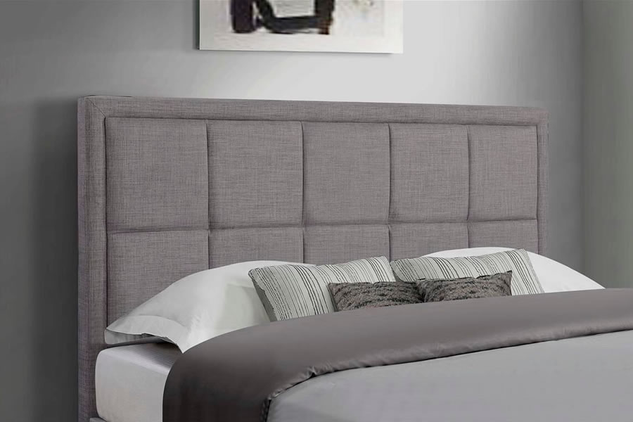 Grey Fabric Double Bed Frame - Deeply Padded - Hannover