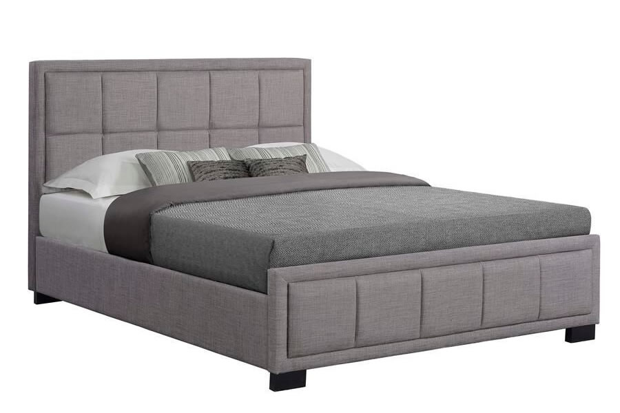 Grey Fabric Double Bed Frame - Deeply Padded - Hannover