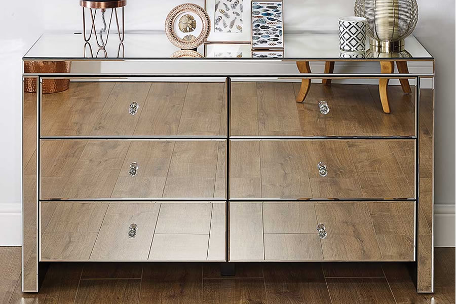 Mirrored chest online of drawers 6