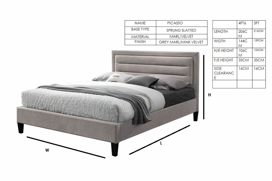 Picasso grey shop bed frame